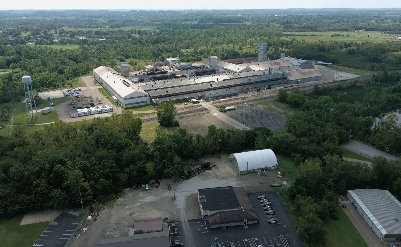 Aerial view of the Flux Steel Works site from the northeast